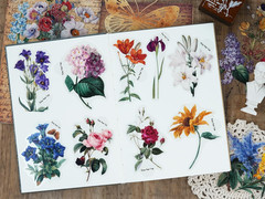 100Pieces Vintage Flower Stickers Set Big 3.4″ Waterproof Clear Botanical Floral