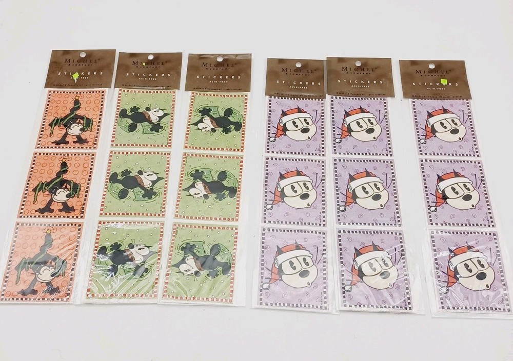 Felix The Cat Christmas Sticker Lot 6 Michel Company (2)