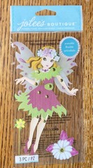 Jolees Poseable Fairy Garden Flower Movable Wings Hair 3D Scrapbook Sticker girl