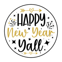 HAPPY NEW YEAR YALL ENVELOPE SEALS STICKERS LABELS TAGS 1.5″ ROUND FAVORS