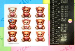 Teddy Bears & Hearts Mini Sticker Sheet Style 3