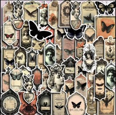 10pcs Retro Steampunk Butterfly Aesthetic ￼Stickers- Scrapbook, Journal, DIY