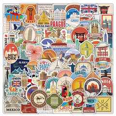 50/100PCS Mix World Famous Buildings Travel City Stickers Landmark Landscape Dec