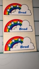 Vintage Stickers Name Droppers Rainbow Clear Decals BRAD 4 Stickers