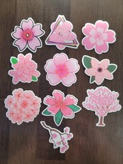 STICKERS x 10 Flowers Pink Cherry Blossom Orchid Tree Sticker CHE2