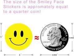 Happy Face Paper Stickers, 1 Inch Yellow, 500 Pieces per Roll, Permanent Adhe…