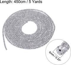 5 Yard 6Mm 0.24 Inch Glitter Sequins Rope Sequins Rhinestone Tube Cord for DIY W