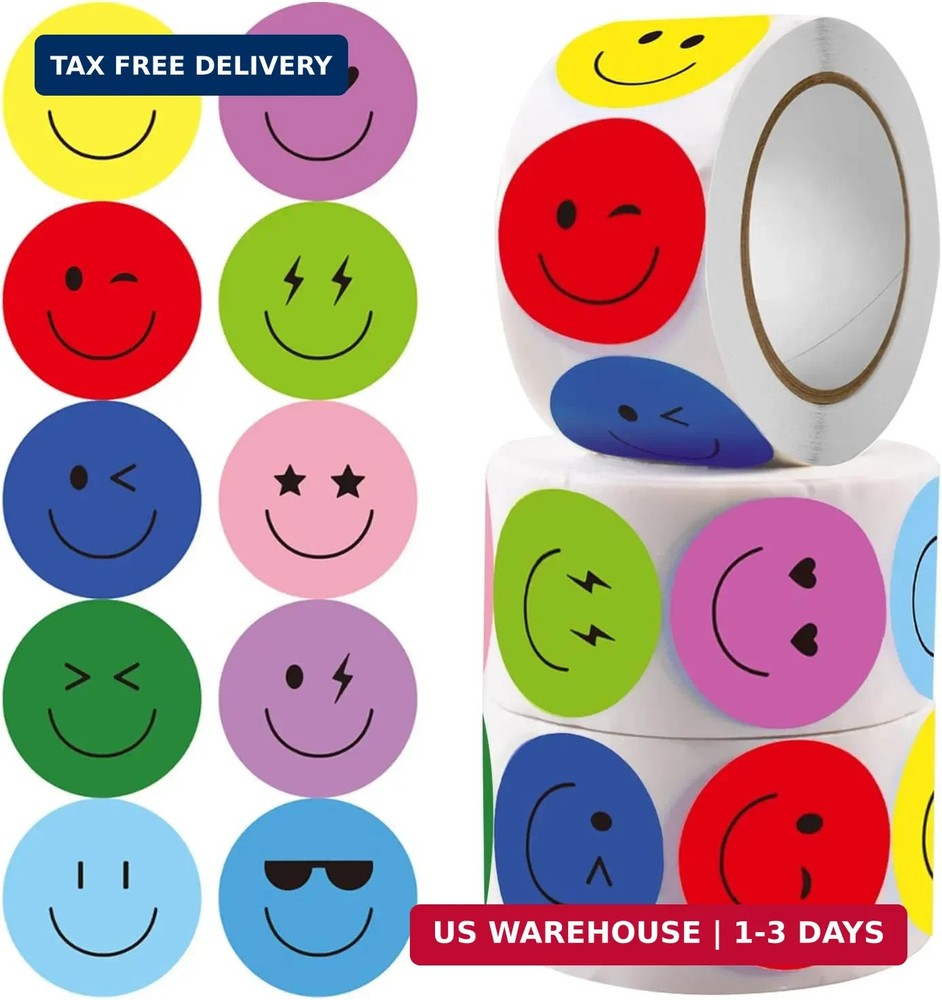 1500Pcs Smiley Face Stickers for Kids Sticker Rolls | Reward Stickers for Kids,