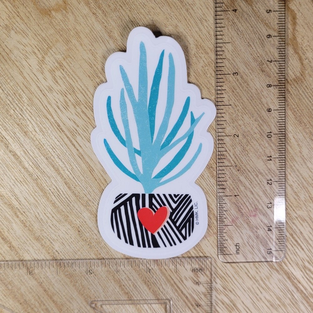 4x2in Indoor Plant with Heart Pot Vinyl Sticker