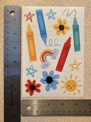 Cute Crayon Stickers Rainbow Kid Style Sunshine Flowers Stars Single Sheet New