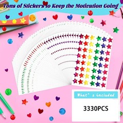 3330 PCS Holographic Glitter Stickers for Kids, 6 Styles Reward Stickers for …