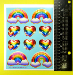Gold Lined Rainbows & Rainbow Hearts Sticker Sheet