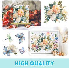 3 Sheets Rub on Transfers for Crafts and Furniture,Flower Cluster,Cold IOD