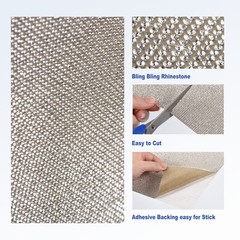 Bling Rhinestone Sheet Self-Adhesive Sticker 200×20 Cm 78.7×7.9 Inch White,1pcs