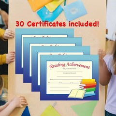 30 PCS Reading Achievement Recognition Certificate 11×8.5 Inch Colorful Award