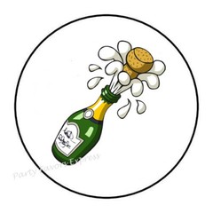 CHAMPAGNE BOTTLE ENVELOPE SEALS LABELS STICKERS PARTY FAVORS