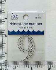 Number 9 Rhinestone Sticker 1.5″ Clear Silver Glitter Scrapbook Monogram Bling