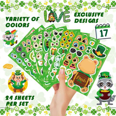 24 Sheets St. Patrick’S Day Stickers for Kids, Make a Face Sticker Irish Theme S
