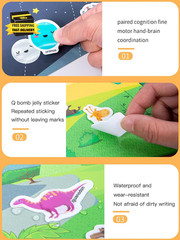 Jelly Reusable Sticker Books for Toddlers 1-3 2-4 Years, Portable Travel Toys St