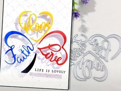 Cursive Words Die Cut 3 Piece Set Faith Hope Love Religious Inspirational Paper