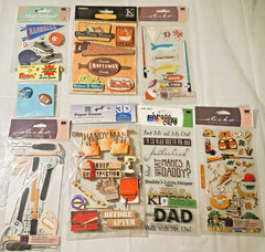 8 Assorted Sealed Packages of Crafting Stickers Baseball Fishing Handyman Dad