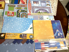 Scrapbooking Christmas 12 x 12 Paper Lot 121 Total +Extra Unopened Packs, Loose