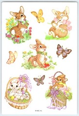 FUN CUTE BUNNY RABBITS 1 Sticker Sheet Scrapbooking American Greetings 90’s SD4