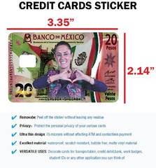 Claudia Sheinbaum Credit Card Skin Cover Vinyl Stickers (4 Pack) MX 20 Pesos