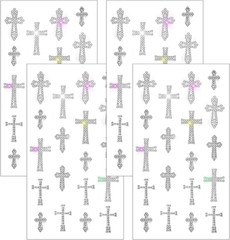 4 Sheets Crystal Rhinestone Cross Sticker Decals, Self Adhesive Glitter Bling Cr