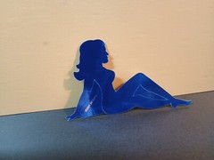 Vintage Stickers MUD FLAP GIRL Glossy Foil Vending Sticker VTG PVI Blue 01