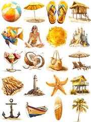 Summer Beach Vacation Stickers Stationery Journal Scrapbooking Craft