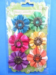 Prima Flower Embellishments Mulberry Paper Fabric Burlap 3 Pkgs Scrapbooking