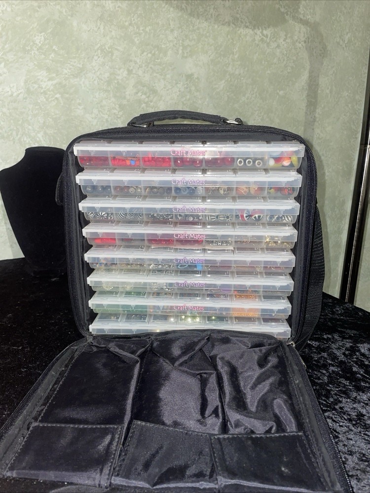 Craft Mates Embellishments Beads 8 Lockables Organizers Junk Journal Craft Lot
