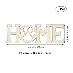 3pcs Home Paw Wood Sign Blank Wooden Dog Cat Paw Plaque Unfinished Wood DIY C…