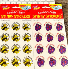 48 TREND Scratch n Sniff RETRO STINKY STICKERS, HONEY & GRAPE JELLY Scented