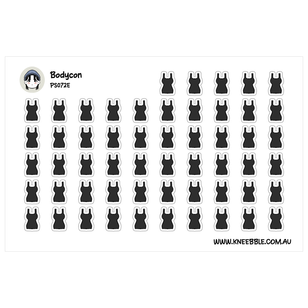 Bodycon Dress Stickers – Stylish Planner Stickers for Outfit Tracking & Wardrobe