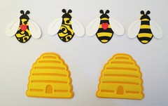 Bumble Bee Die Cut Beehive Set Handmade Paper Piecing Card Stock Scrapbook 6 pc