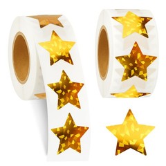 1000 pcs Star Stickers for Kids Reward, 1 inch Holographic Gold Stars Stickers