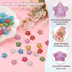 30 Pcs Flat Back Resin Charms, Glitter Star Charms Bulk, Purple
