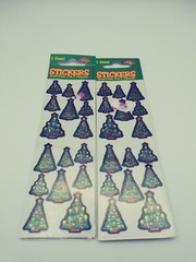 Beistle Vintage Christmas Tree Stickers Reflective NOS Lot Of 2 Holiday 1998 90s