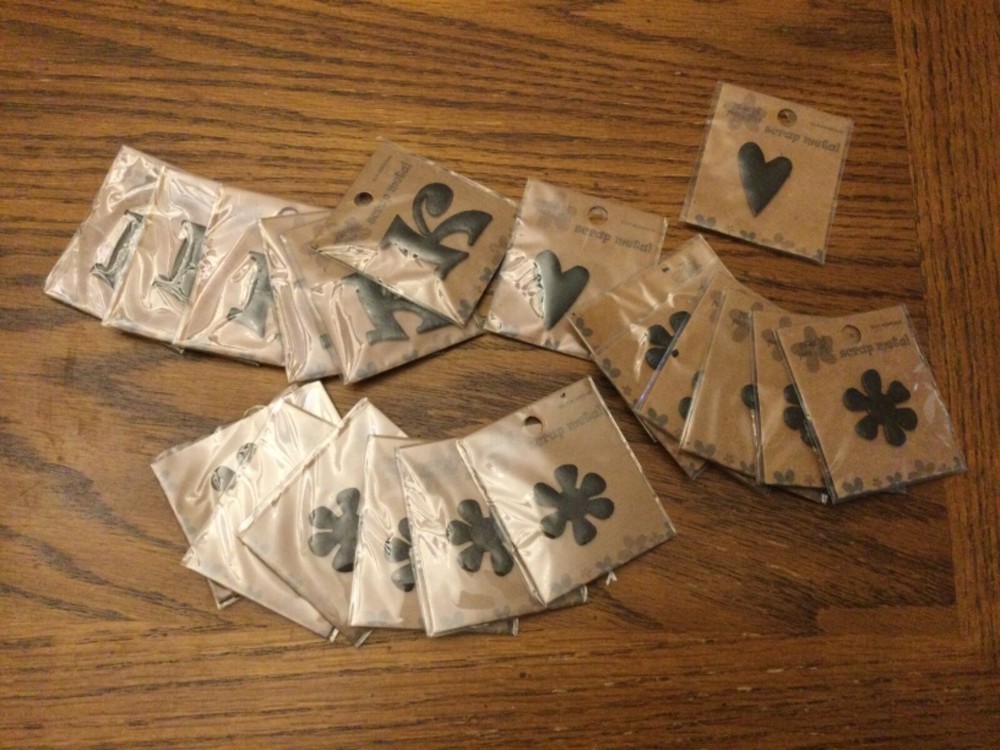 Scrapbooking Scrap Metal Letters Flowers Hearts Self Adhesive by Pressed Petals