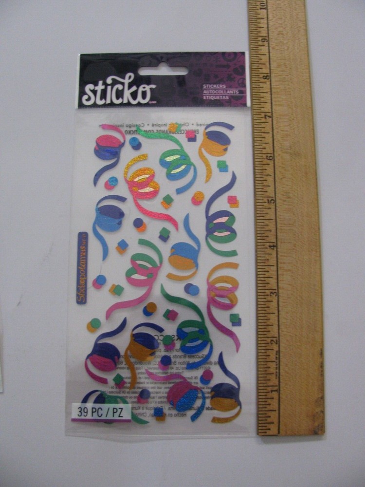 Sticko Stickers Prismatic CONFETTI Party 39 Pieces NIP