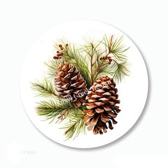 Christmas Pinecones Holiday Favors Scrapbook Stickers Labels Envelope Seals
