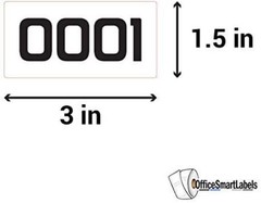 2000 Consecutive Number Labels | Self-Adhesive Inventory Stickers – 3 x 1.5 in