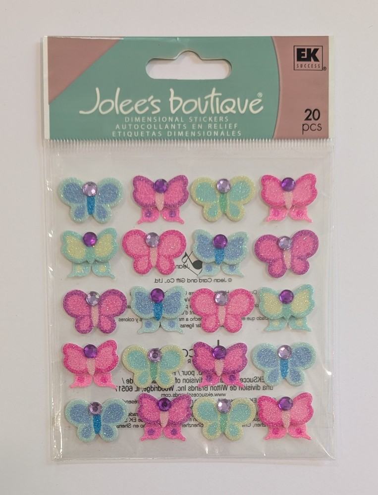 Jolee’s Bright Color Glitter Butterflies Repeats Scrapbooking Stickers