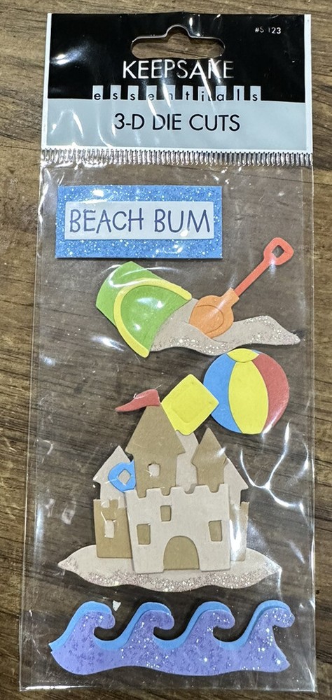 Brand New Beach Vacation Stickers Keepsake Essentials 3-D Die Cuts 6 Stickers