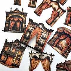 Halloween Stage Curtain Die Cut Shapes Orange Black Collage Junk Journals