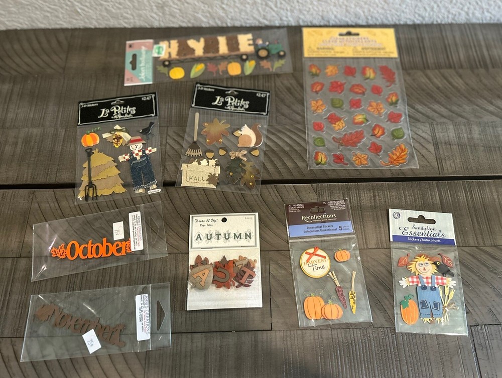 Fall Autumn Harvest Theme Scrapbooking Mixed Lot Stickers Jolee’s + More