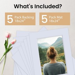 Acid Free Picture Mats 18×24» White 4-Ply Beveled for 12×18» Photos – Display