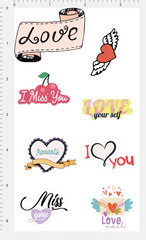 Romantic Heart Love Sticker Sheet Kiss Cut I Miss You Valentine Planner Journal